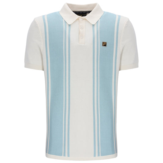 Fila Gold Collection Multi Stripe Knit Polo Ecru