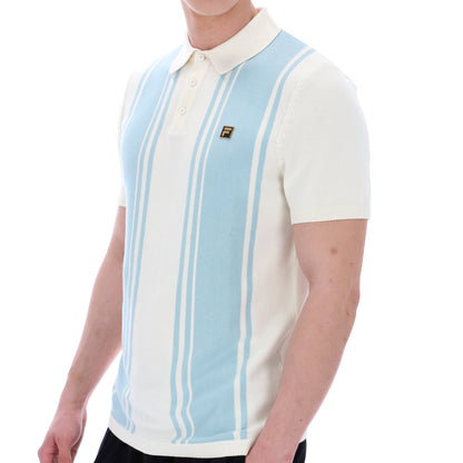 Fila Gold Collection Multi Stripe Knit Polo Ecru
