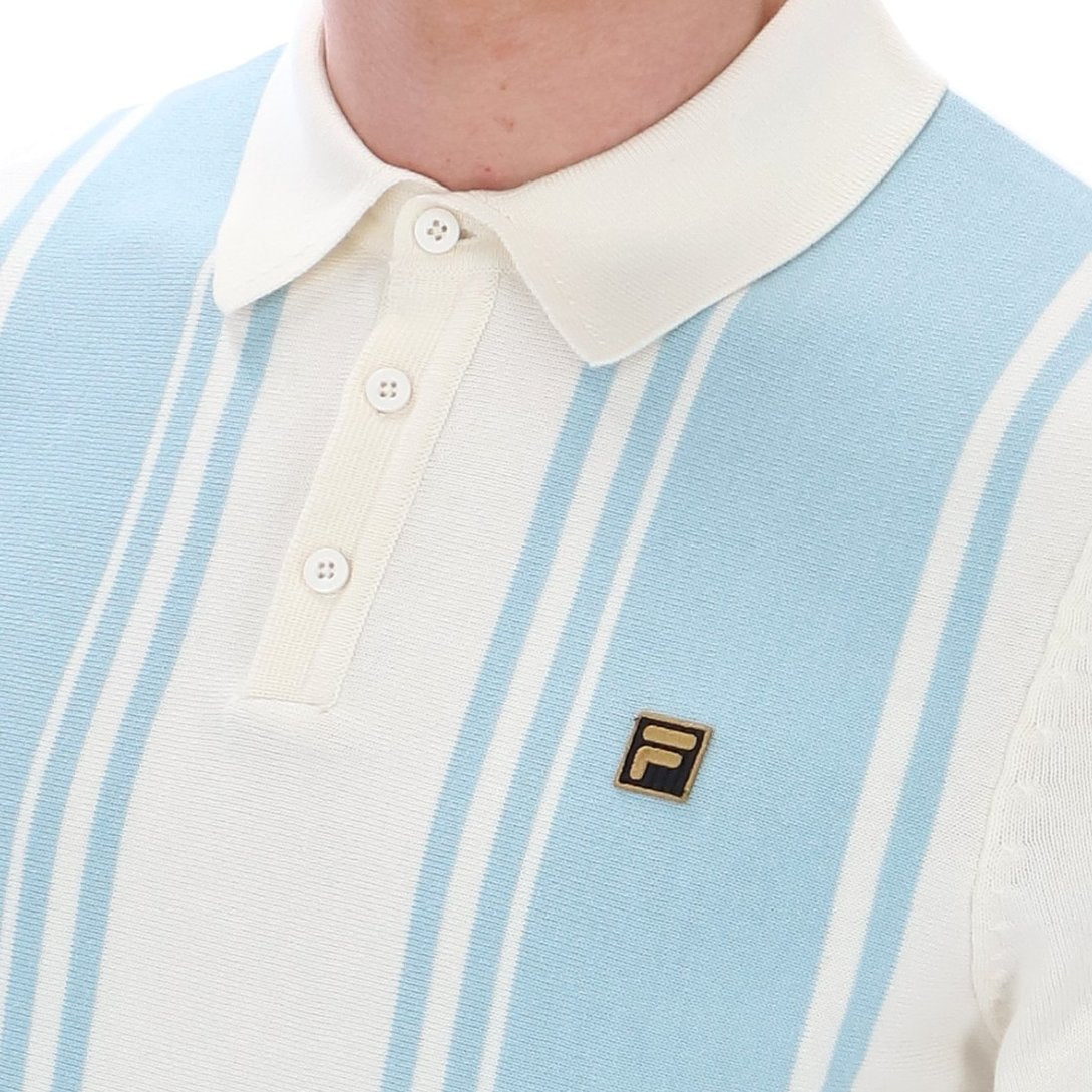 Fila Gold Collection Multi Stripe Knit Polo Ecru