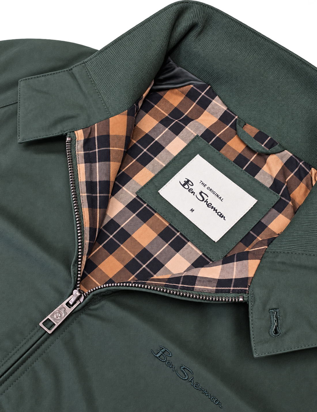 Ben Sherman Bold Check Lined Harrington Jacket Green