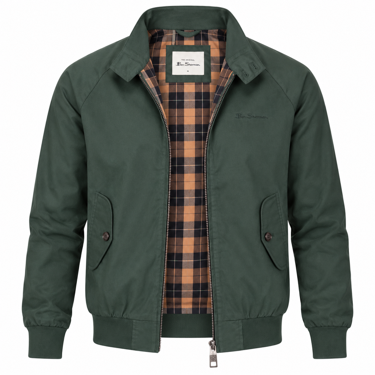 Ben Sherman Bold Check Lined Harrington Jacket Green
