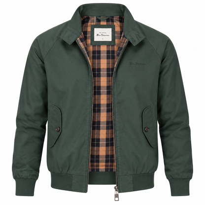 Ben Sherman Bold Check Lined Harrington Jacket Green