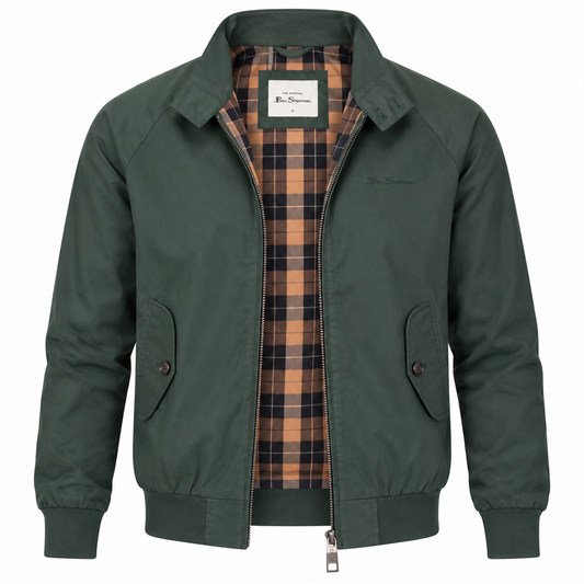 Ben Sherman Bold Check Lined Harrington Jacket Green