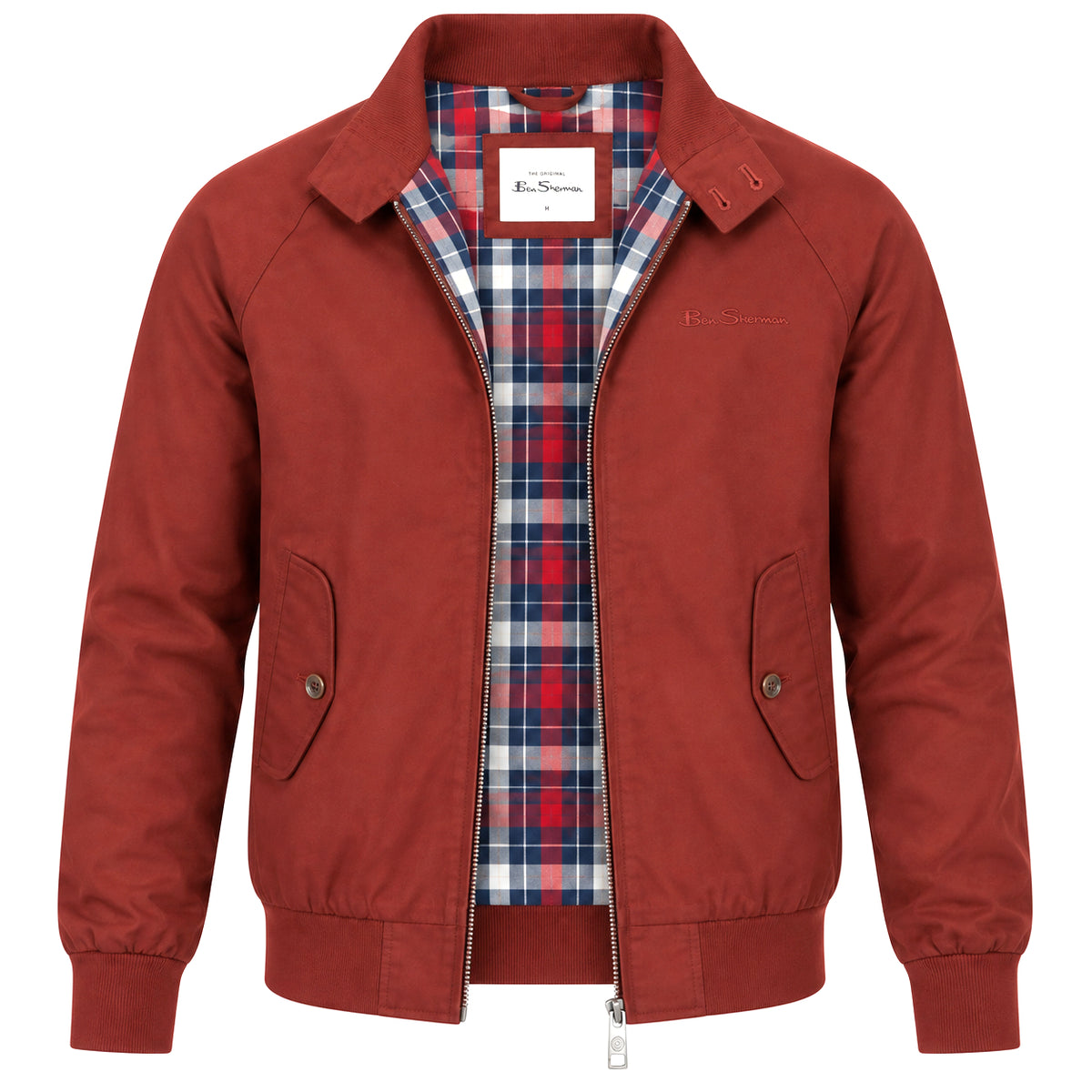 Ben Sherman Bold Check Lined Harrington Jacket Brick
