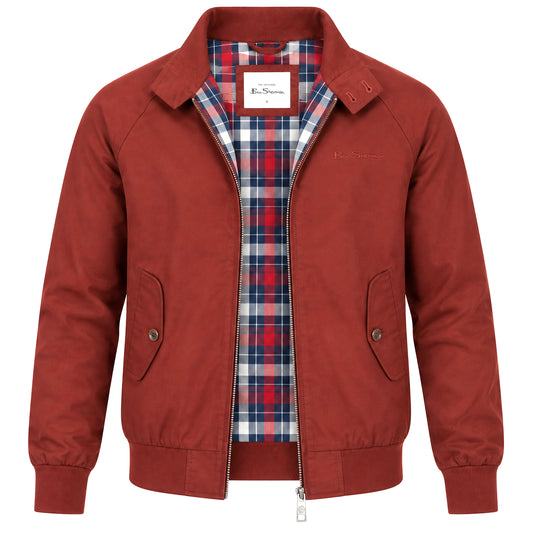 Ben Sherman Bold Check Lined Harrington Jacket Brick
