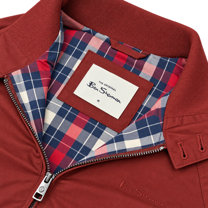Ben Sherman Bold Check Lined Harrington Jacket Brick