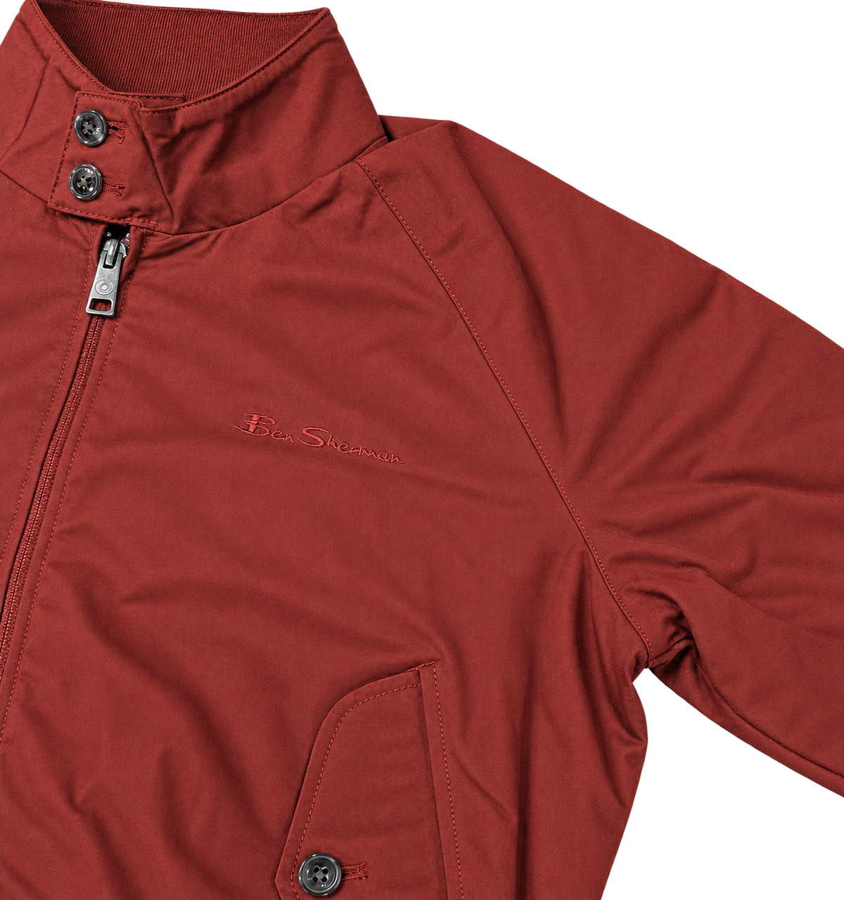 Ben Sherman Bold Check Lined Harrington Jacket Brick