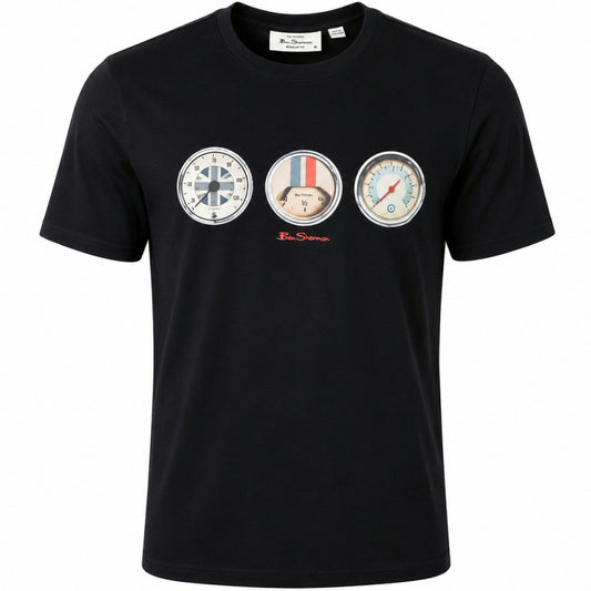 Ben Sherman Retro Speed Dial Print T-Shirt Black