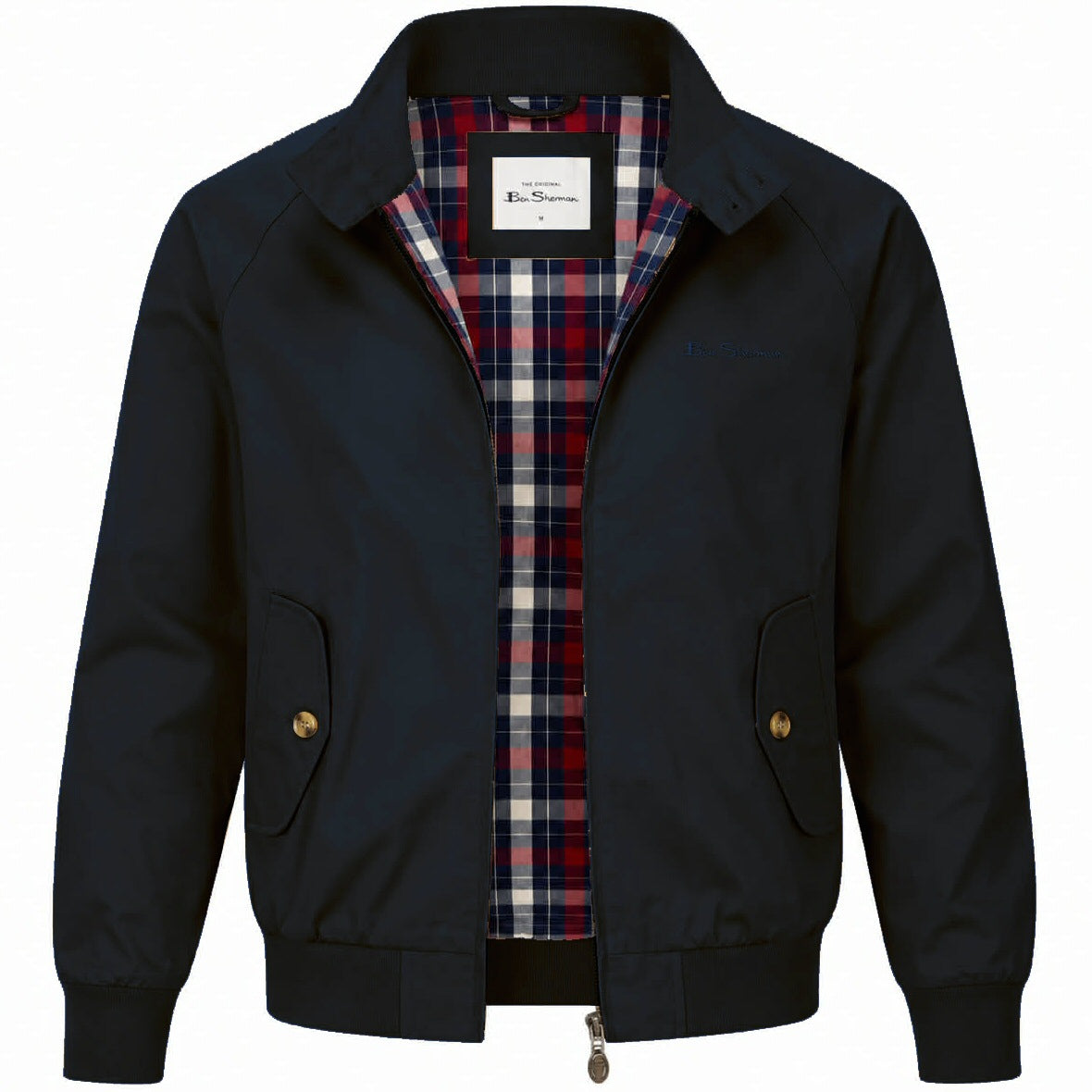 Ben Sherman Bold Check Lined Harrington Jacket Navy