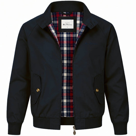 Ben Sherman Bold Check Lined Harrington Jacket Navy