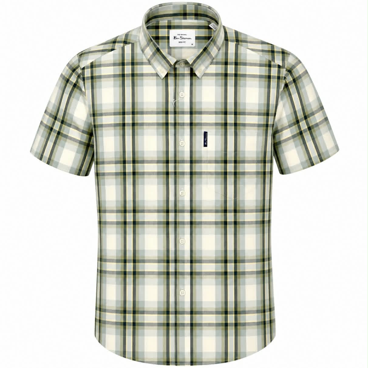 Ben Sherman Short Sleeve Oversize Check Shirt Sage Sand