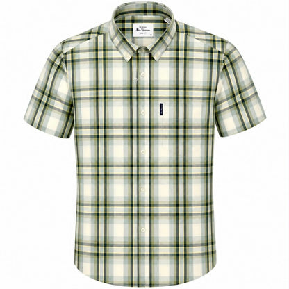 Ben Sherman Short Sleeve Oversize Check Shirt Sage Sand