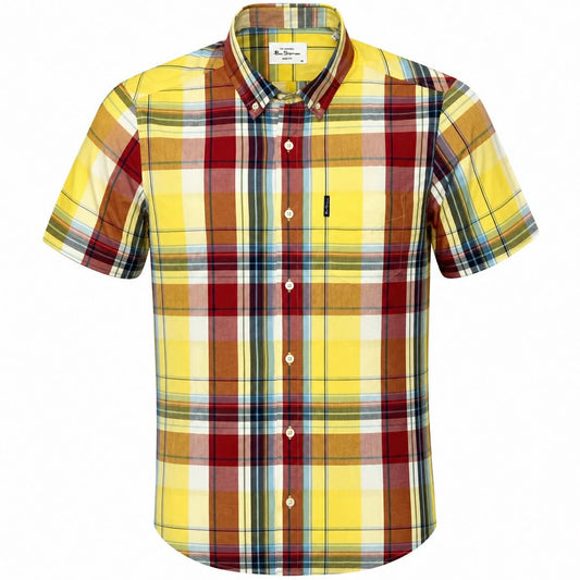 Ben Sherman Short Sleeve Oversize Check Shirt Yellow