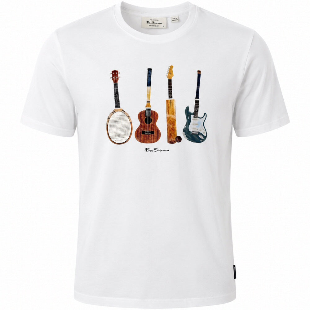 Ben Sherman Guitar Collage Print T-Shirt White