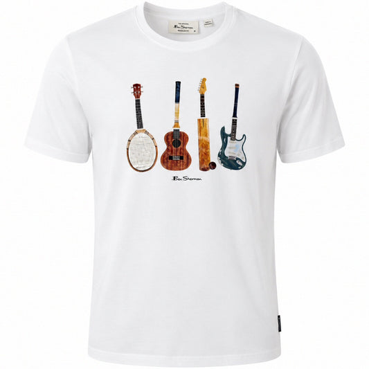 Ben Sherman Guitar Collage Print T-Shirt White