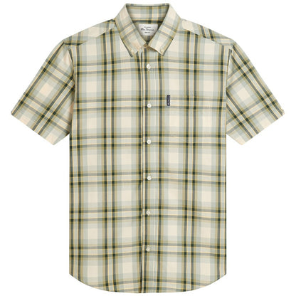Ben Sherman Short Sleeve Oversize Check Shirt Sage Sand