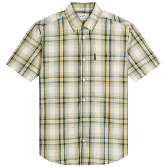 Ben Sherman Short Sleeve Oversize Check Shirt Sage Sand