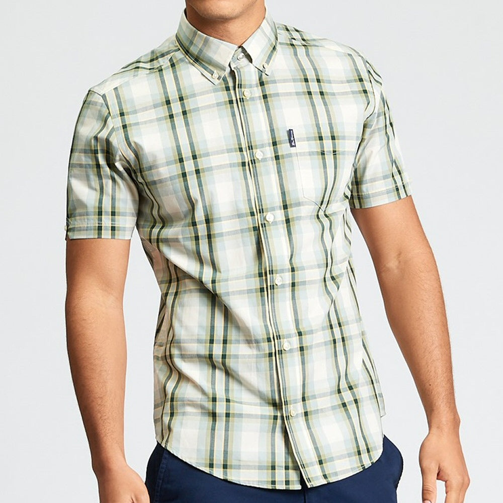 Ben Sherman Short Sleeve Oversize Check Shirt Sage Sand