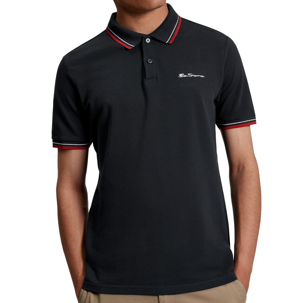 Ben Sherman Classic Signature Tipped Polo Shirt Black