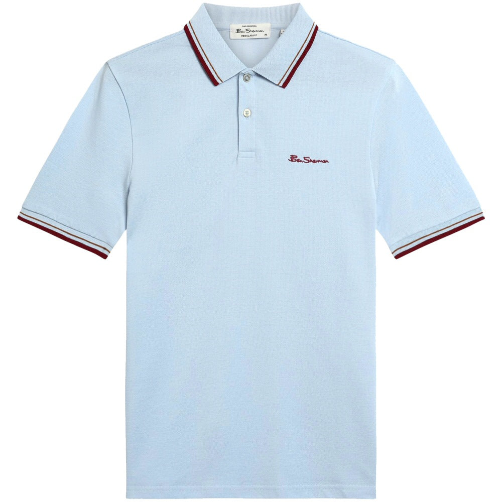 Ben Sherman Classic Signature Tipped Polo Shirt Sky Wine