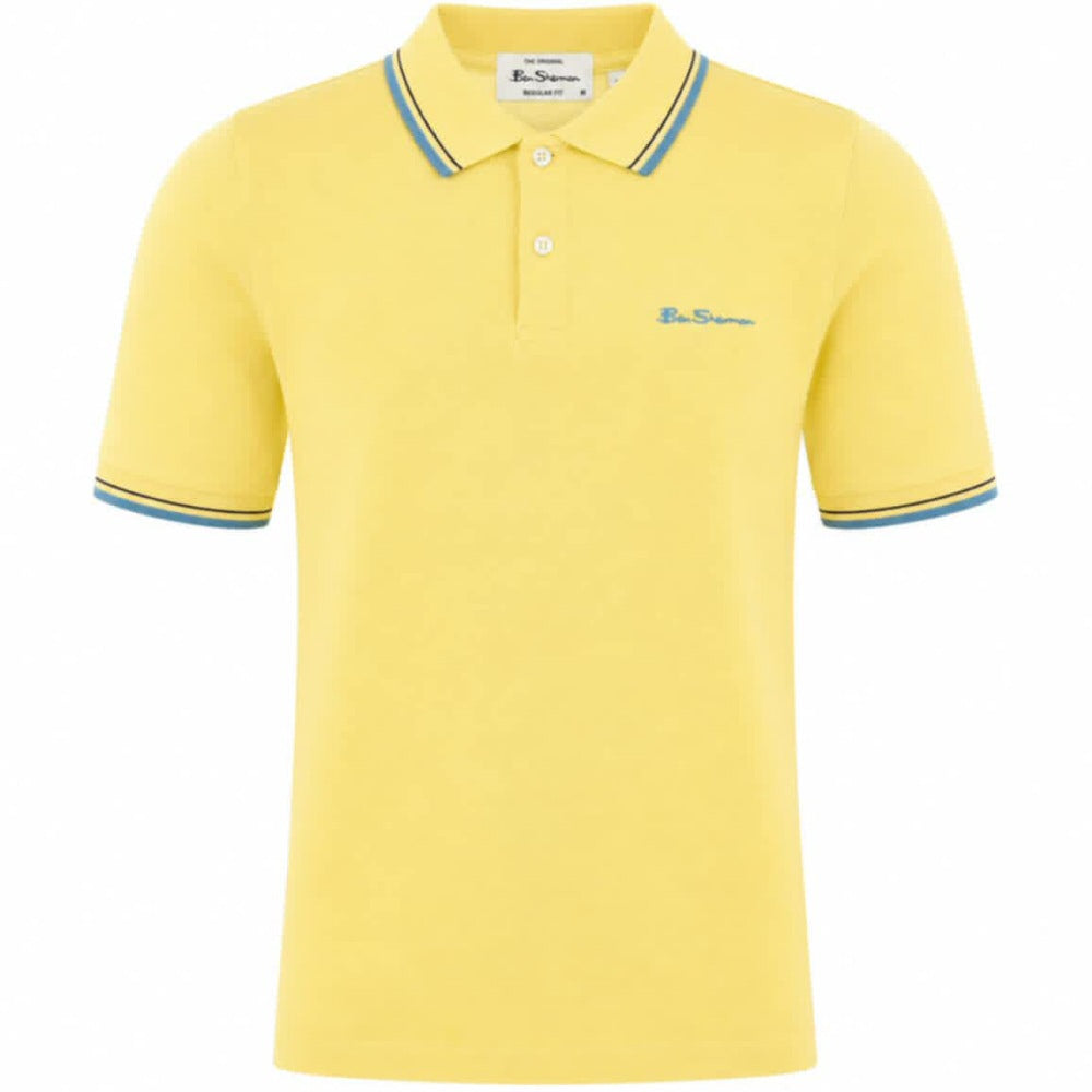 Ben Sherman Classic Signature Tipped Polo Shirt Lemon