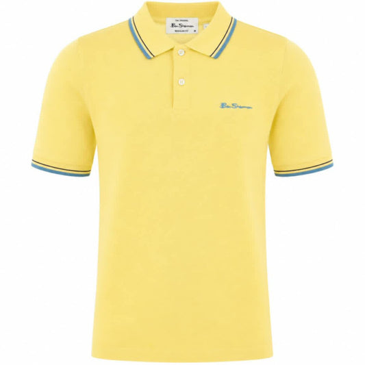 Ben Sherman Classic Signature Tipped Polo Shirt Lemon