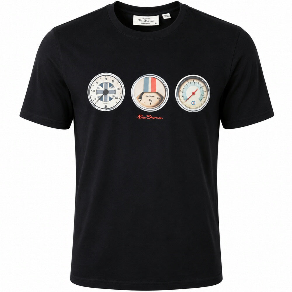 Ben Sherman Retro Speed Dial Print T-Shirt Black