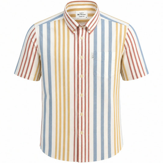 Ben Sherman Short Sleeve Cotton Oxford Stripe Shirt