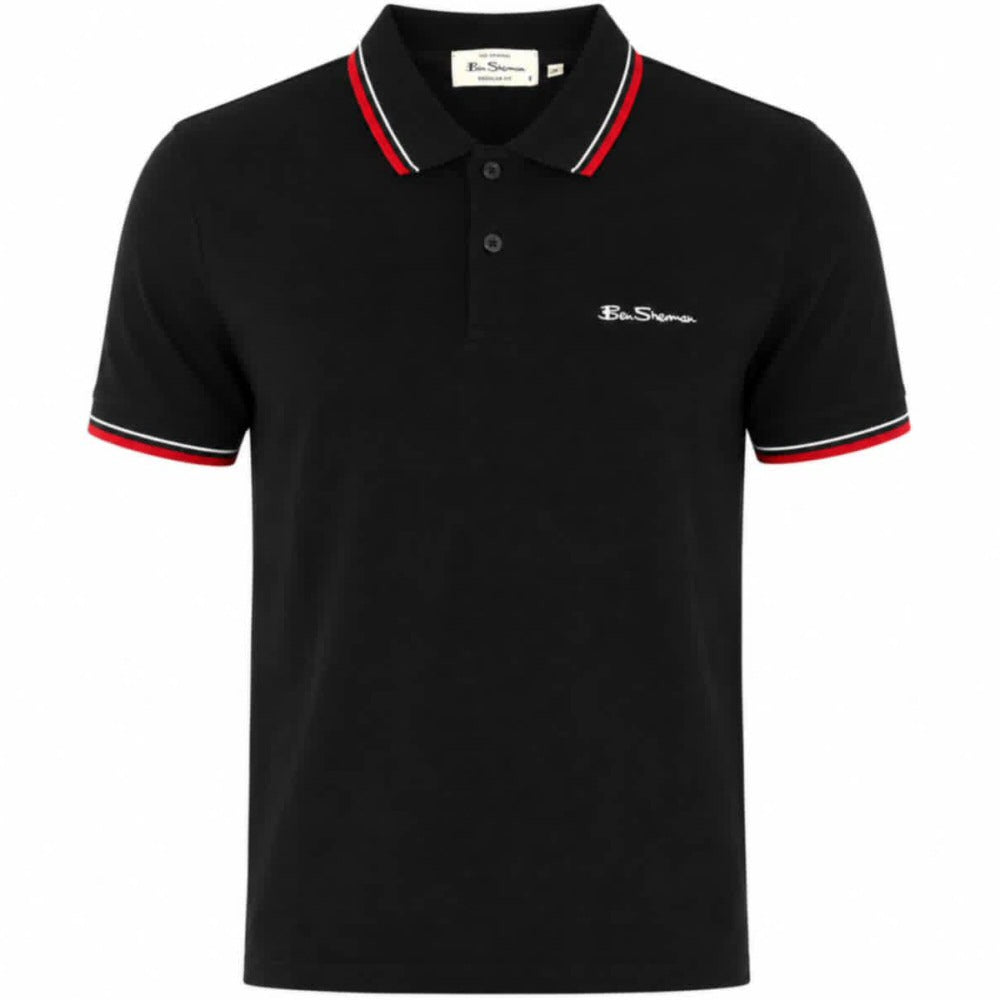 Ben Sherman Classic Signature Tipped Polo Shirt Black