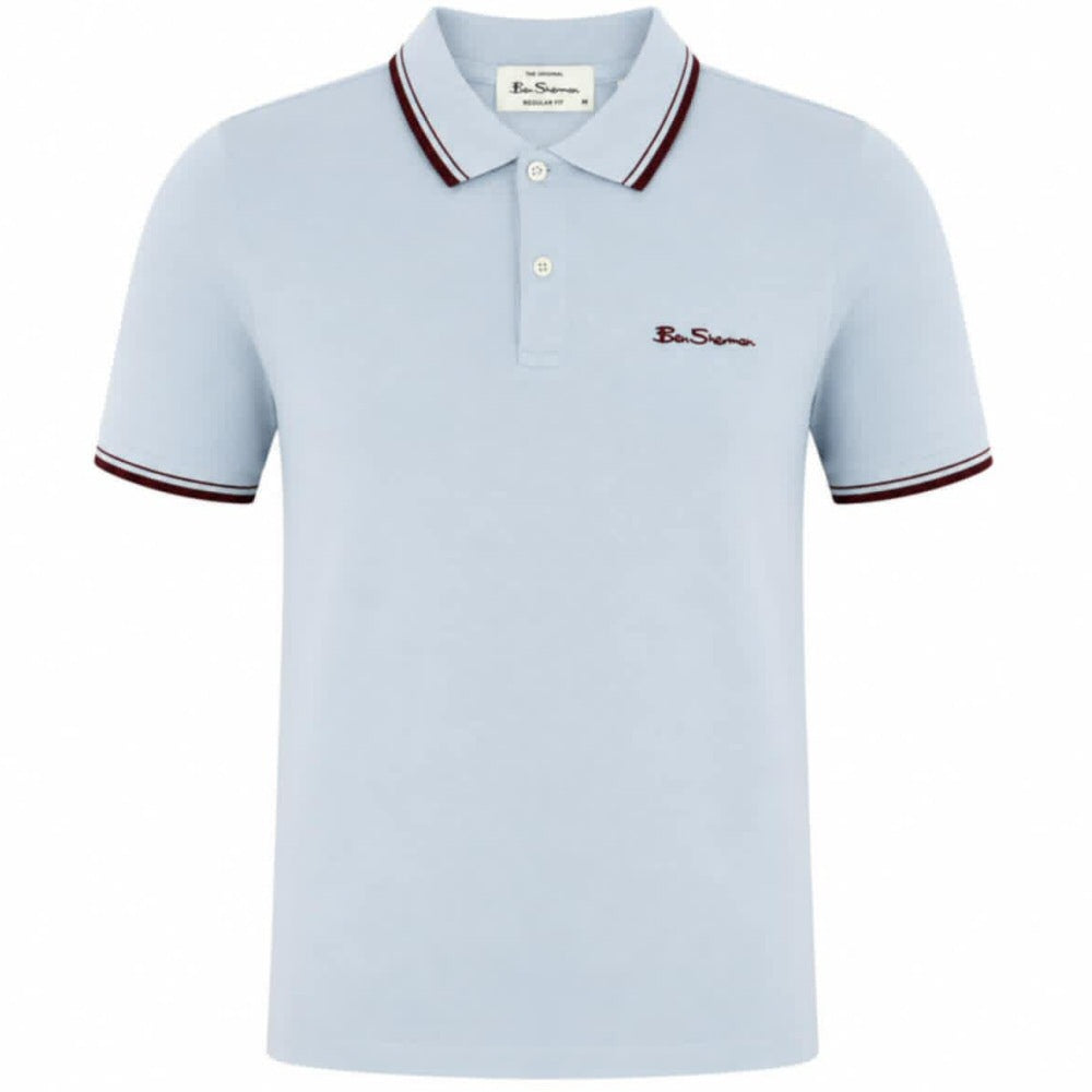 Ben Sherman Classic Signature Tipped Polo Shirt Sky Wine