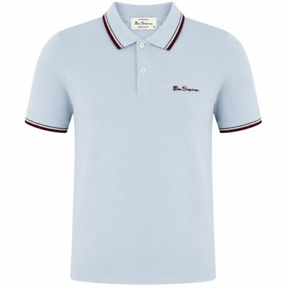 Ben Sherman Classic Signature Tipped Polo Shirt Sky Wine