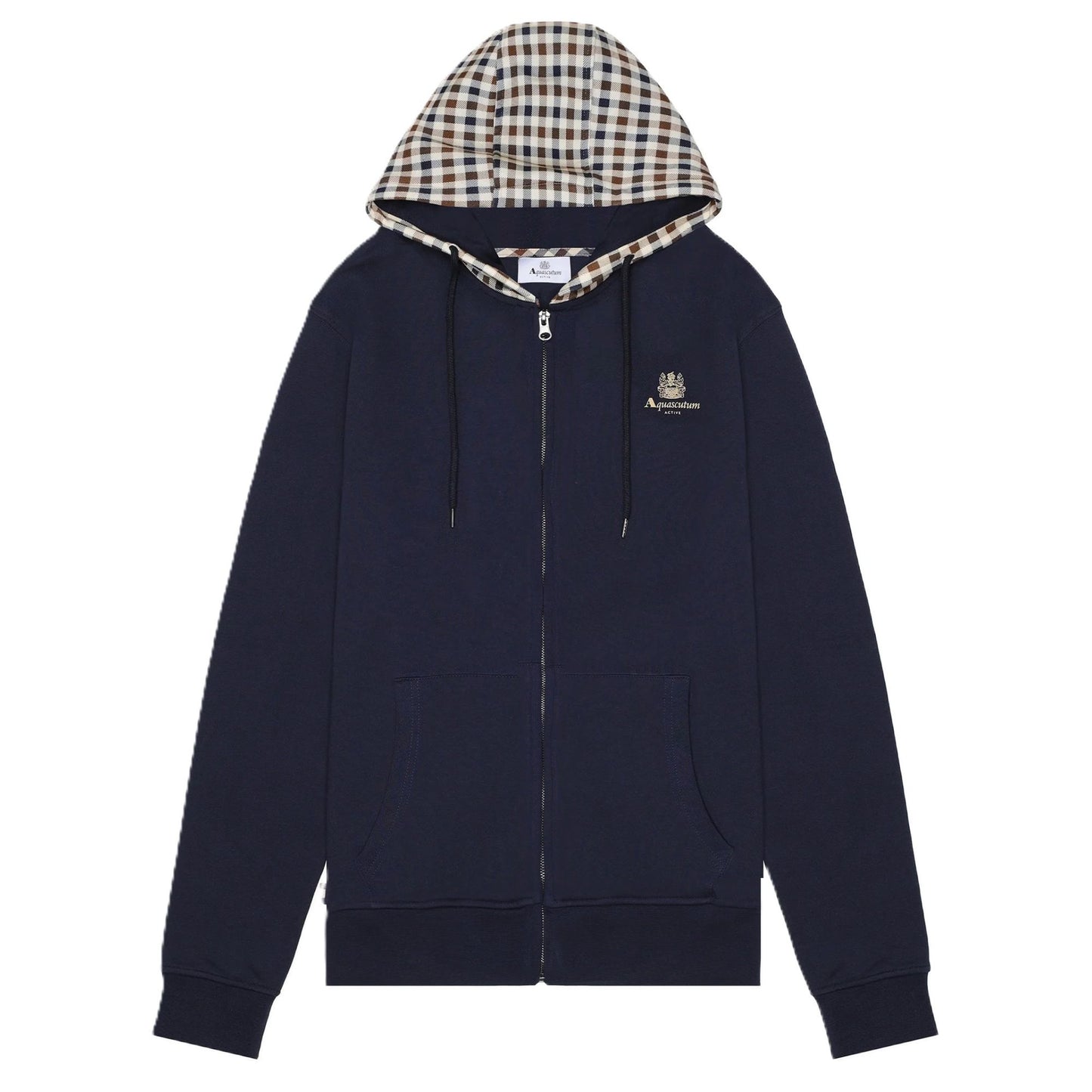 Aquascutum Active Club Check FZ Hoodie Navy