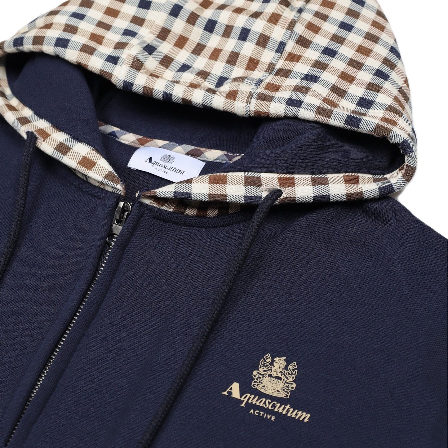 Aquascutum Active Club Check FZ Hoodie Navy