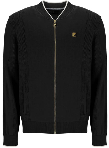 Fila Gold Collection Pointelle Panel Zip Through Cardi Black