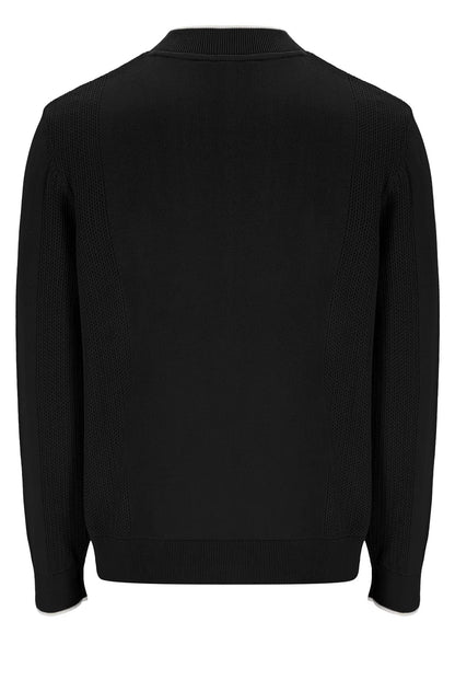 Fila Gold Collection Pointelle Panel Zip Through Cardi Black
