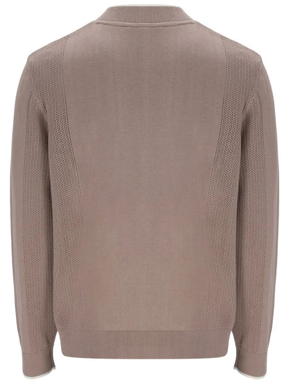 Fila Gold Collection Pointelle Panel Zip Through Cardi Taupe