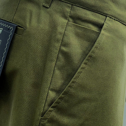 Farah Hopsack Cotton Straight Fit Trousers Olive