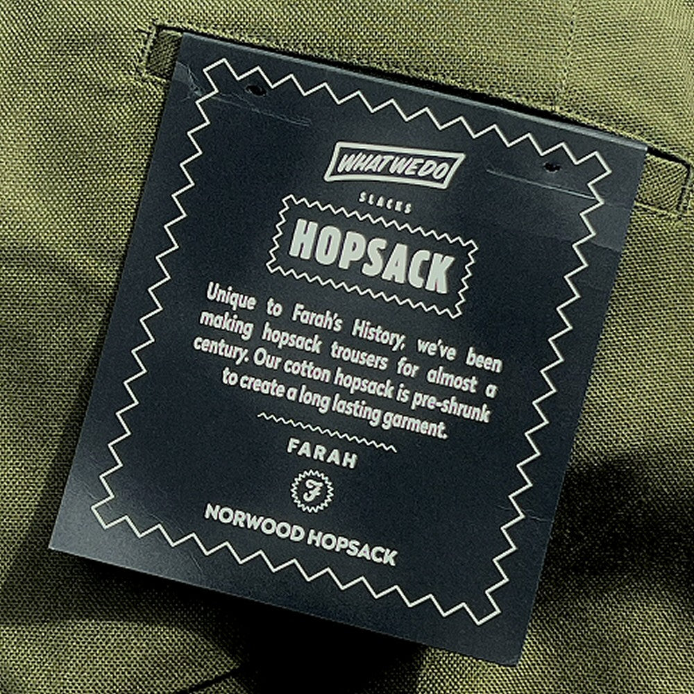 Farah Hopsack Cotton Straight Fit Trousers Olive