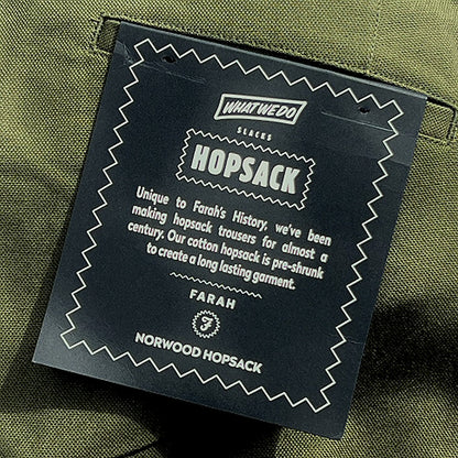 Farah Hopsack Cotton Straight Fit Trousers Olive