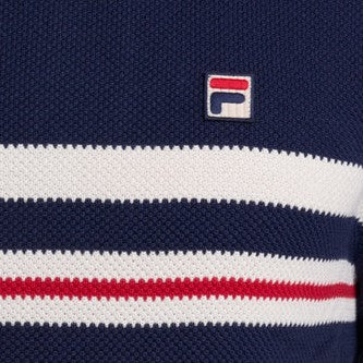 Fila Classic Waffle Knit Stripe Crew Neck Top Navy