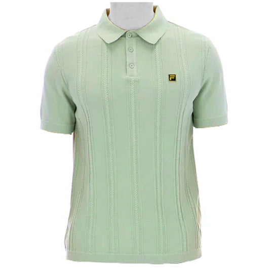 Fila Gold Collection Cable Knit Polo Sea Foam