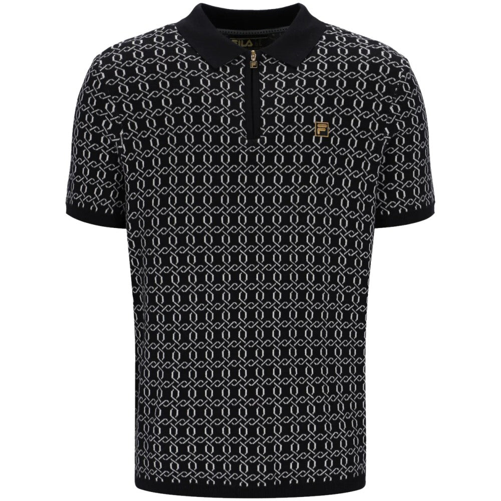 Fila Gold Collection Jacquard Knit Zip Polo Black
