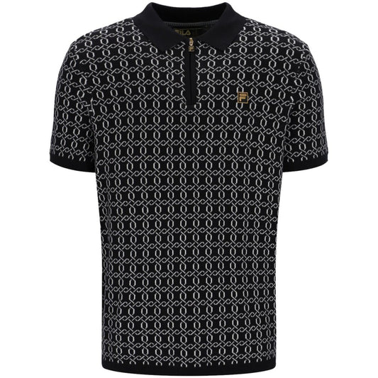 Fila Gold Collection Jacquard Knit Zip Polo Black