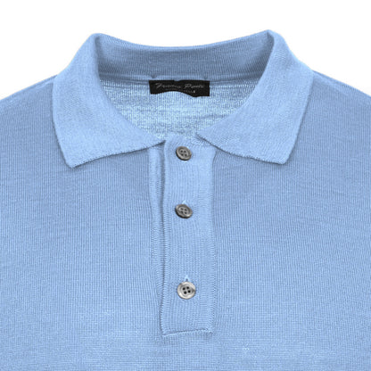 Franco Ponti Made in Italy Merino Wool Fine Gauge Knit POLO Sky