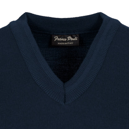 Franco Ponti Made in Italy Merino Wool V-Neck SLIPOVER Airforce