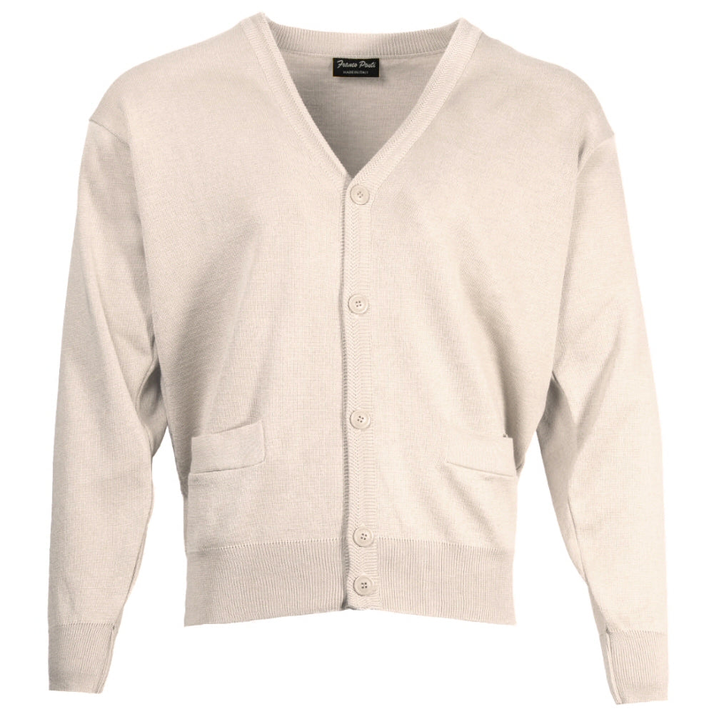 Franco Ponti Made in Italy Merino Wool Button-Thru CARDIGAN Oatmeal