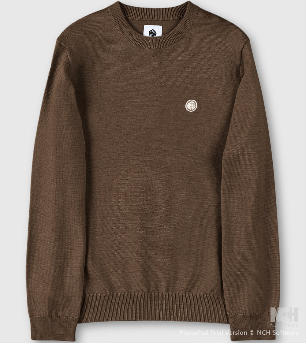Pretty Green Merino Blend Crew Neck Brown