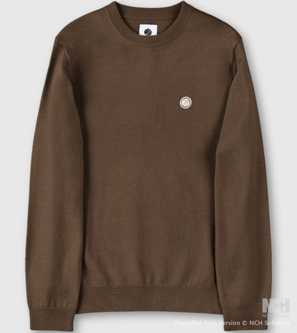 Pretty Green Merino Blend Crew Neck Brown