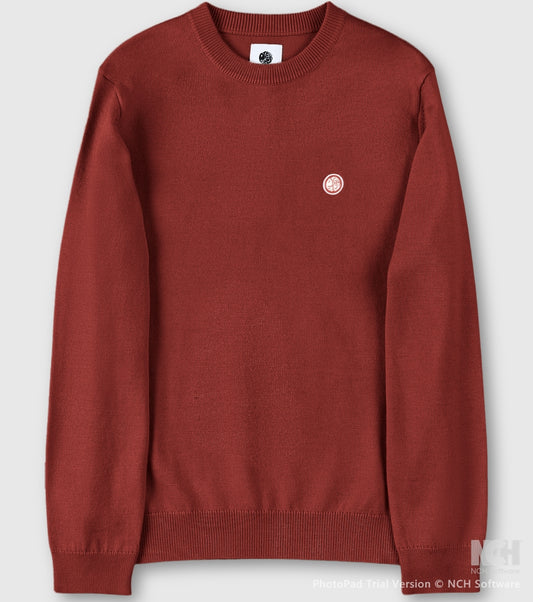 Pretty Green Merino Blend Crew Neck Rust Red