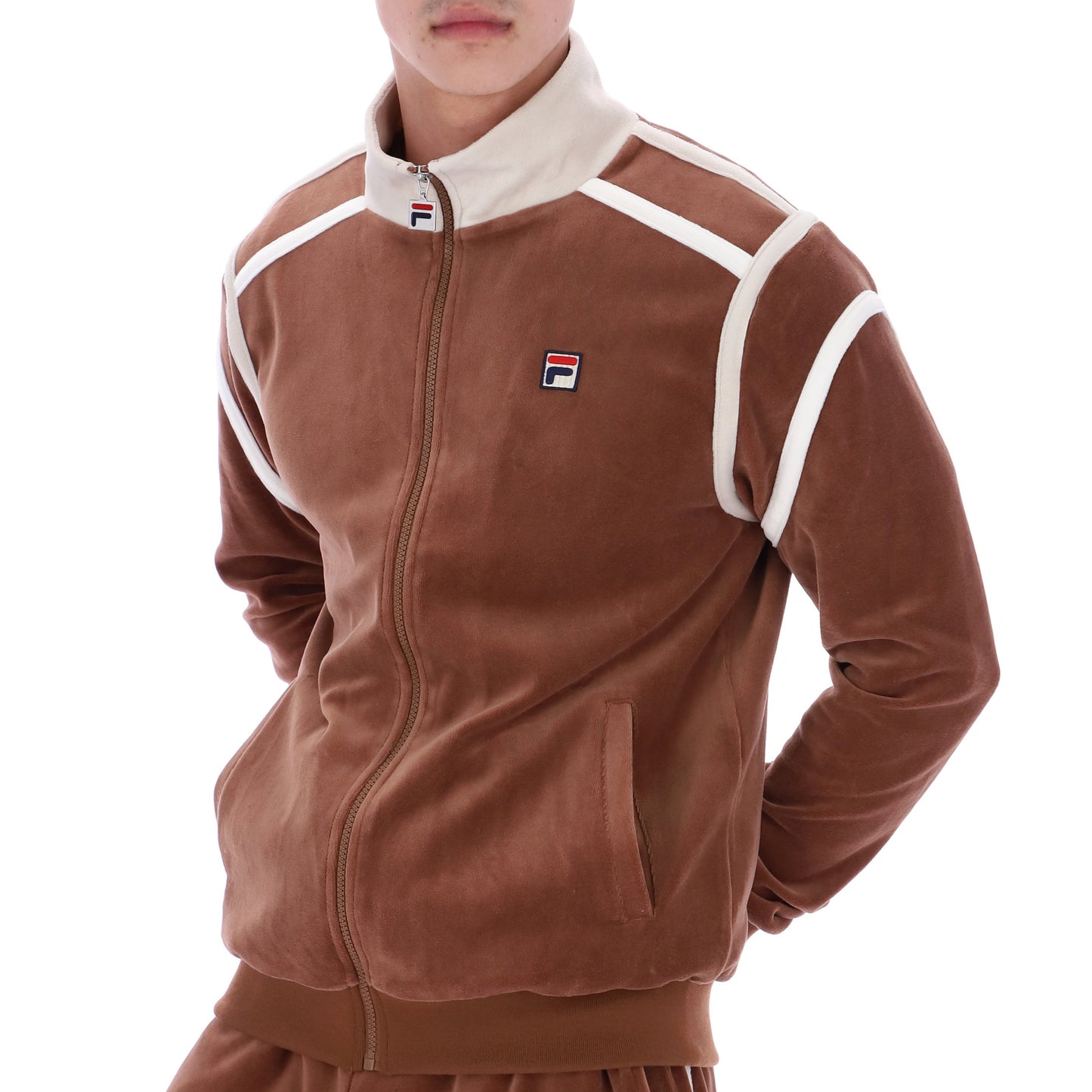 Fila Gabriele Velour Stripe Track Top Brown